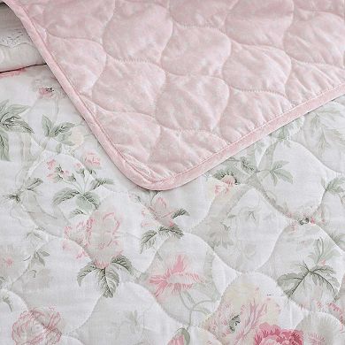 Laura Ashley Breezy Floral Pink Quilt Set