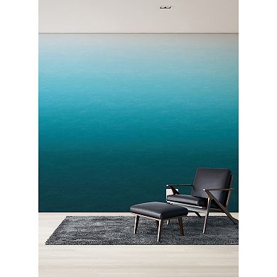 Brewster Home Fashions Caribbean Sea Teal Blue Ombre Mural Wallpaper Decals