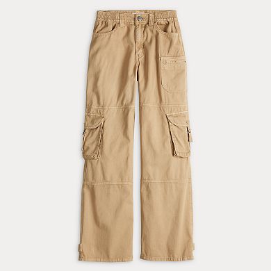 Juniors' SO® High-Rise Wide Leg Comfortable Twill Cargo Pants