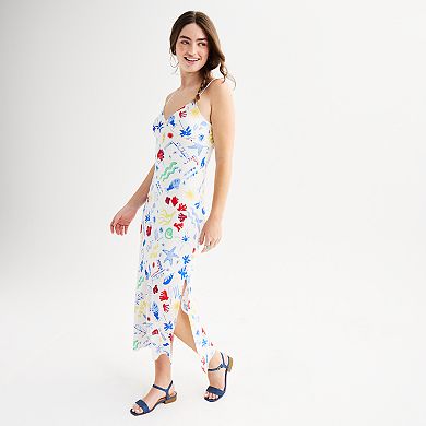 Juniors' SO® Ocean Print Maxi Slip Dress