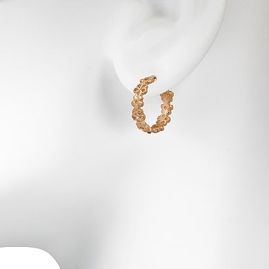 LC Lauren Conrad Gold Tone Small Floral Hoop Earrings