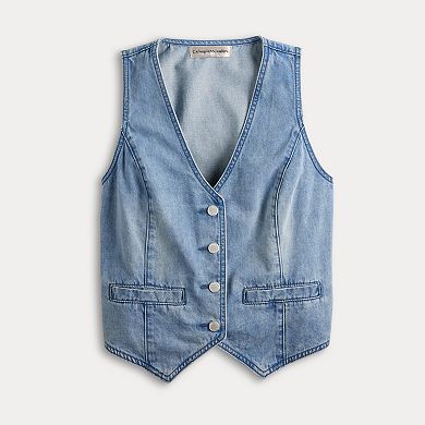Women's Catherine Malandrino Button-Front Vest with Welt Pockets