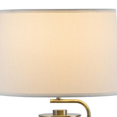 29 Inch Table Lamp With Led Night Light Stand, Glass, Antique Brass