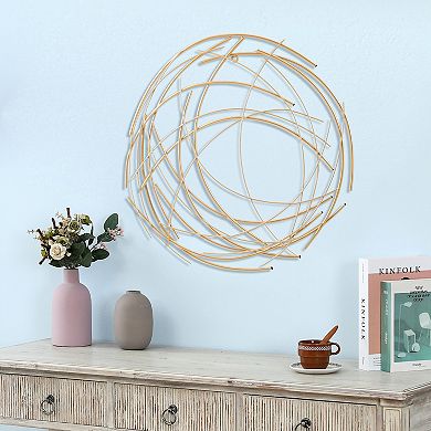 LuxenHome Gold Metal Abstract Swirl Round Wall Decor