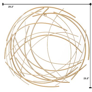 LuxenHome Gold Metal Abstract Swirl Round Wall Decor