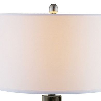 26 Inch Table Lamp, Led Night Light Base, Empire Shade, Silver Gray