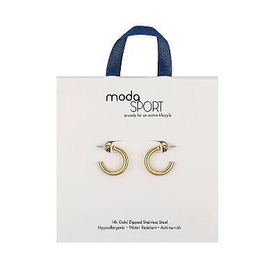Aqua Moda Gold Tone Waterproof Stainless Steel Hoop Earrings