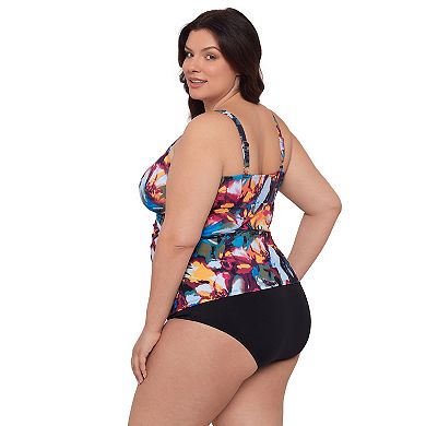 Plus Size Bal Harbour UPF 50 Cross Front Tankini Top