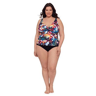 Plus Size Bal Harbour UPF 50 Cross Front Tankini Top