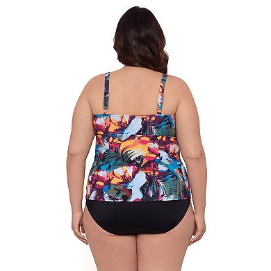 Plus Size Bal Harbour UPF 50 Cross Front Tankini Top