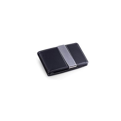 Bey-Berk Leather Slim Wallet with Stainless Steel Money Clip