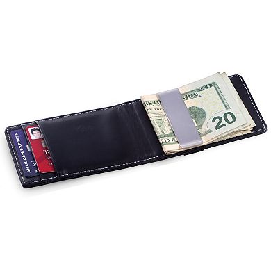 Bey-Berk Leather Slim Wallet with Stainless Steel Money Clip