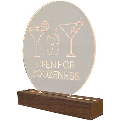 "Open For Boozeness" LED Plaque Tabletop Decor