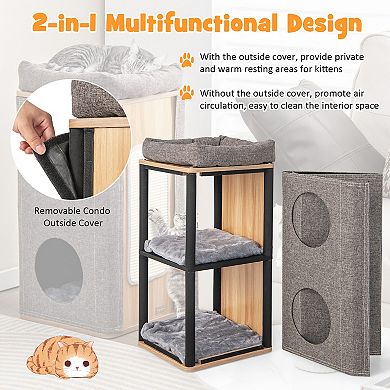 3-story Cat House With Scratching Board For Indoor Cats