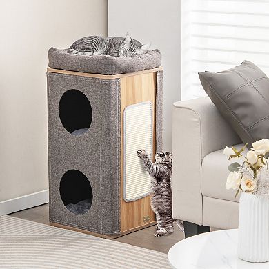 3-story Cat House With Scratching Board For Indoor Cats