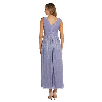 Petite R&M Richards Long Crinkle Pleated Sleeveless Dress