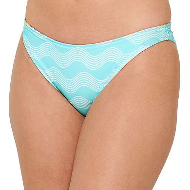 Juniors' Ninety-Nine° Reversible High Leg V-Waist Cheeky Swim Bottoms