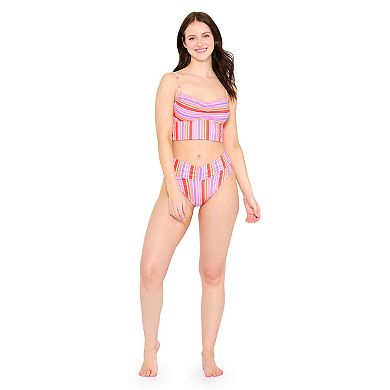 Juniors' Ninety-Nine° Shirred Tunnel Crop Tankini Swim Top