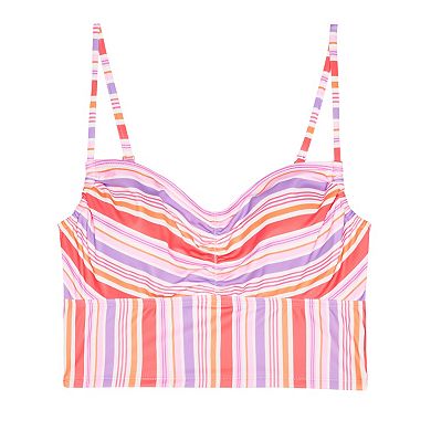 Juniors' Ninety-Nine° Shirred Tunnel Crop Tankini Swim Top