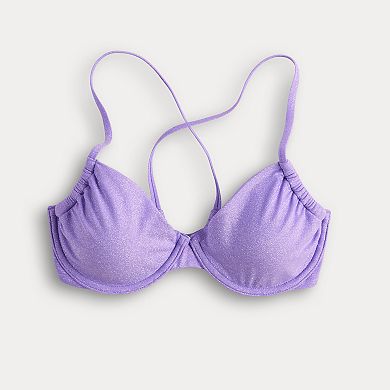 Juniors' Ninety-Nine° Shirred Underwire Bra Swim Top