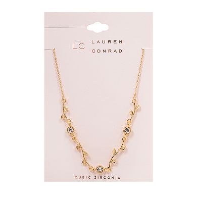 LC Lauren Conrad Gold Tone Crystal Vine Station Necklace