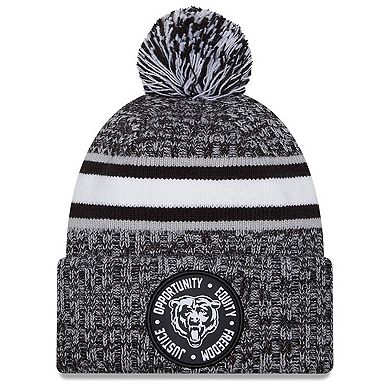 Men's New Era Heather Black Chicago Bears 2023 Inspire Change Cuffed Knit Hat With Pom