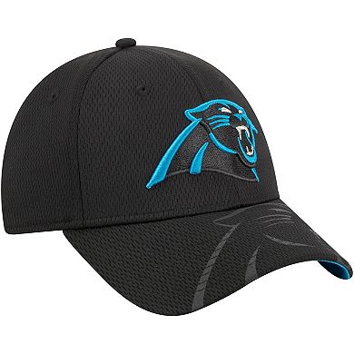 Men's New Era Black Carolina Panthers Top Visor 9FORTY Adjustable Hat