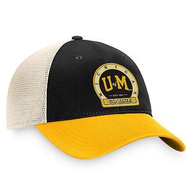 Men's Top of the World Black Michigan Wolverines Refined Trucker Adjustable Hat