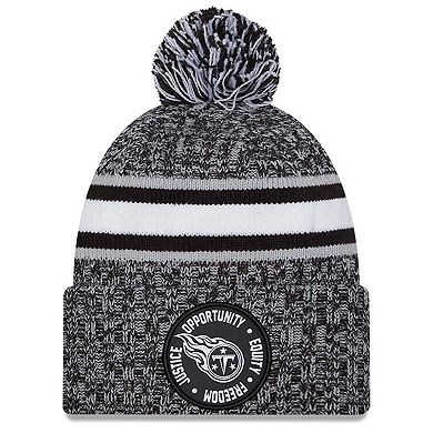 Men's New Era Heather Black Tennessee Titans 2023 Inspire Change Cuffed Knit Hat With Pom