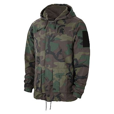 Men's Nike Camo Michigan State Spartans Military Pack Lightweight Full-Snap Hooded Jacket