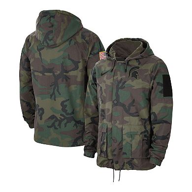 Men's Nike Camo Michigan State Spartans Military Pack Lightweight Full-Snap Hooded Jacket