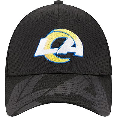 Men's New Era Black Los Angeles Rams Top Visor 9FORTY Adjustable Hat