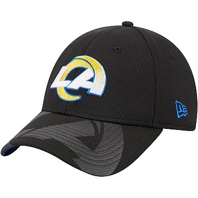 Men's New Era Black Los Angeles Rams Top Visor 9FORTY Adjustable Hat