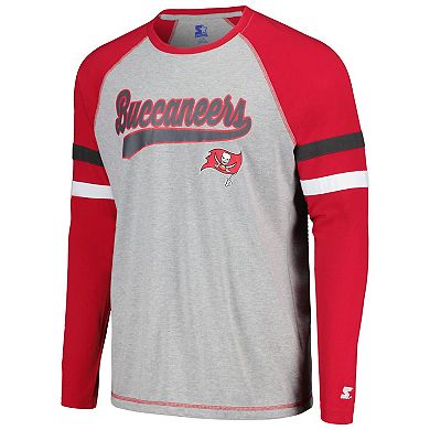 Men's Starter Gray/Red Tampa Bay Buccaneers Kickoff Raglan Long Sleeve T-Shirt