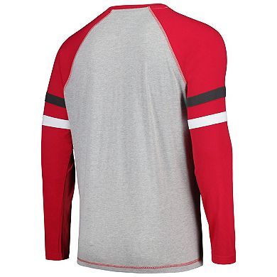 Men's Starter Gray/Red Tampa Bay Buccaneers Kickoff Raglan Long Sleeve T-Shirt