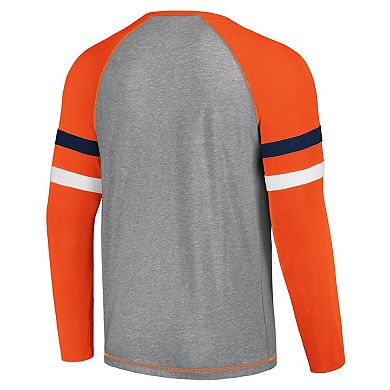 Men's Starter Gray/Orange Denver Broncos Kickoff Raglan Long Sleeve T-Shirt