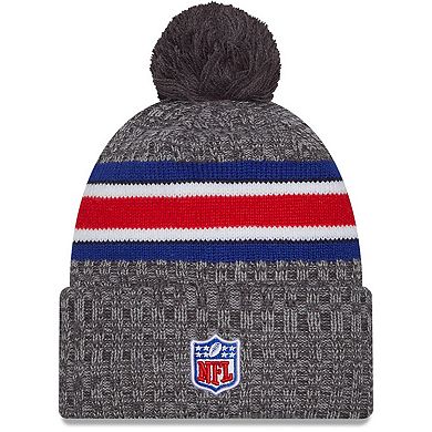 Men's New Era  Gray Buffalo Bills 2023 Sideline Sport Cuffed Pom Knit Hat