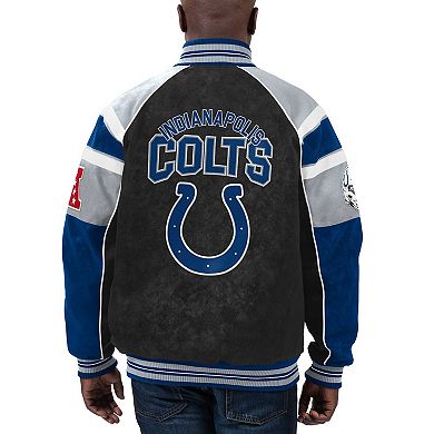Men's G-III Sports by Carl Banks  Black Indianapolis Colts Faux Suede Raglan Full-Zip Varsity Jacket