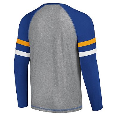 Men's Starter Gray/Royal Los Angeles Rams Kickoff Raglan Long Sleeve T-Shirt