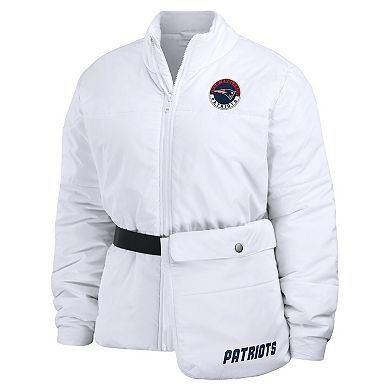 Women's WEAR by Erin Andrews  White New England Patriots Packaway Full-Zip Puffer Jacket