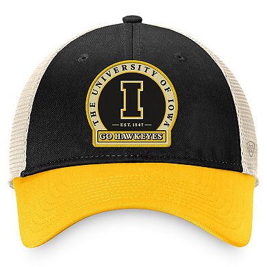 Men's Top of the World Black Iowa Hawkeyes Refined Trucker Adjustable Hat