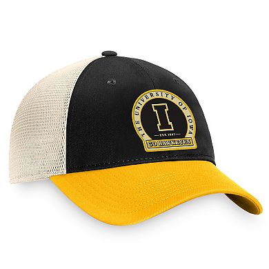 Men's Top of the World Black Iowa Hawkeyes Refined Trucker Adjustable Hat