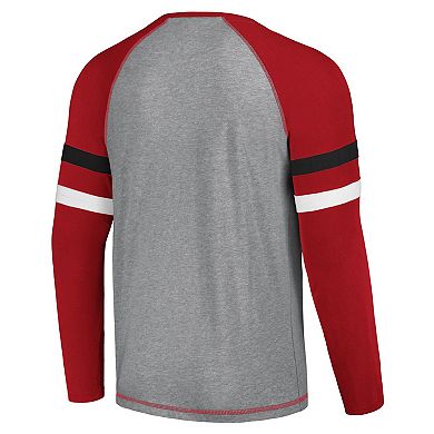 Men's Starter Gray/Red Atlanta Falcons Kickoff Raglan Long Sleeve T-Shirt