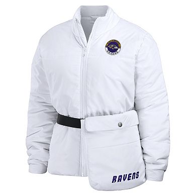 Women's WEAR by Erin Andrews  White Baltimore Ravens Packaway Full-Zip Puffer Jacket