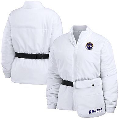 Women's WEAR by Erin Andrews  White Baltimore Ravens Packaway Full-Zip Puffer Jacket