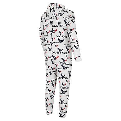 Men's Concepts Sport White Houston Texans Allover Print Docket Union Full-Zip Hooded Pajama Suit