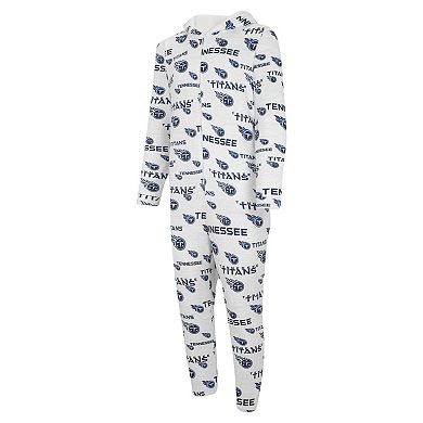 Men's Concepts Sport White Tennessee Titans Allover Print Docket Union Full-Zip Hooded Pajama Suit