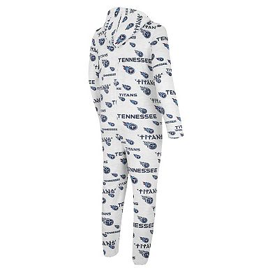 Men's Concepts Sport White Tennessee Titans Allover Print Docket Union Full-Zip Hooded Pajama Suit