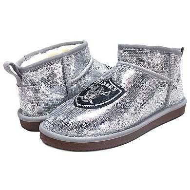 Women's Cuce  Silver Las Vegas Raiders Sequin Ankle Boots