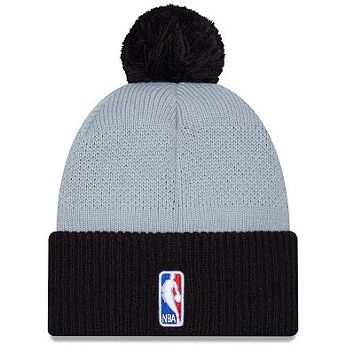 Men's New Era Black/Gray San Antonio Spurs Tip-Off Two-Tone Cuffed Knit Hat with Pom